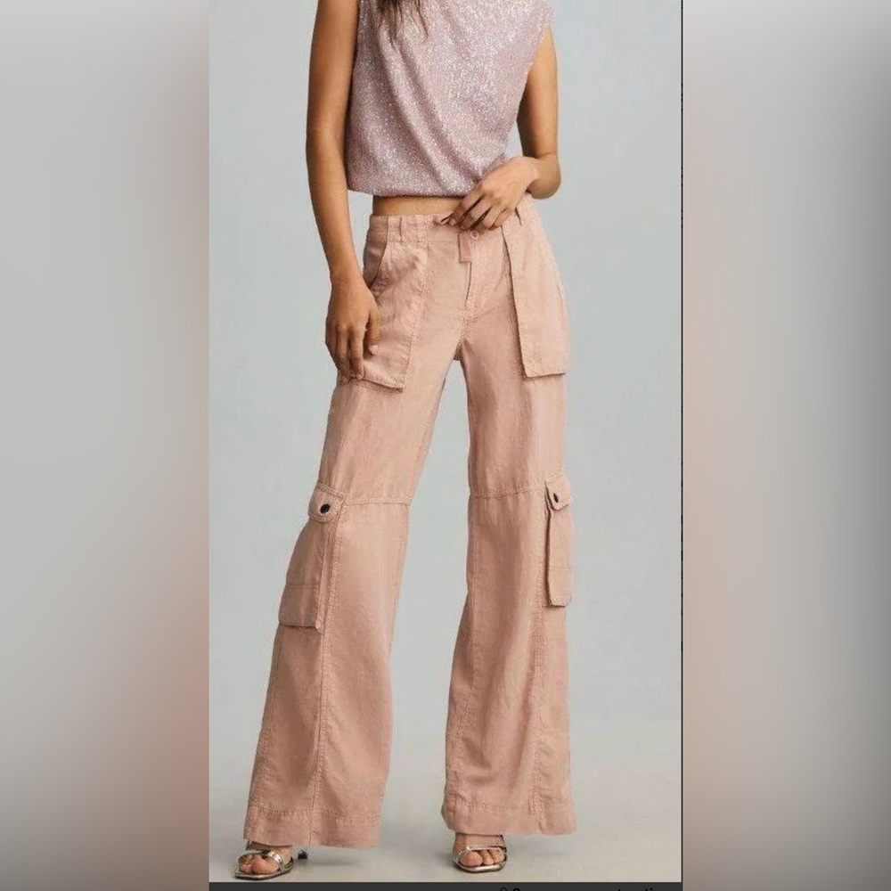 Anthropologie Pilcro Silky Cargo Pants size 8 mauve color new